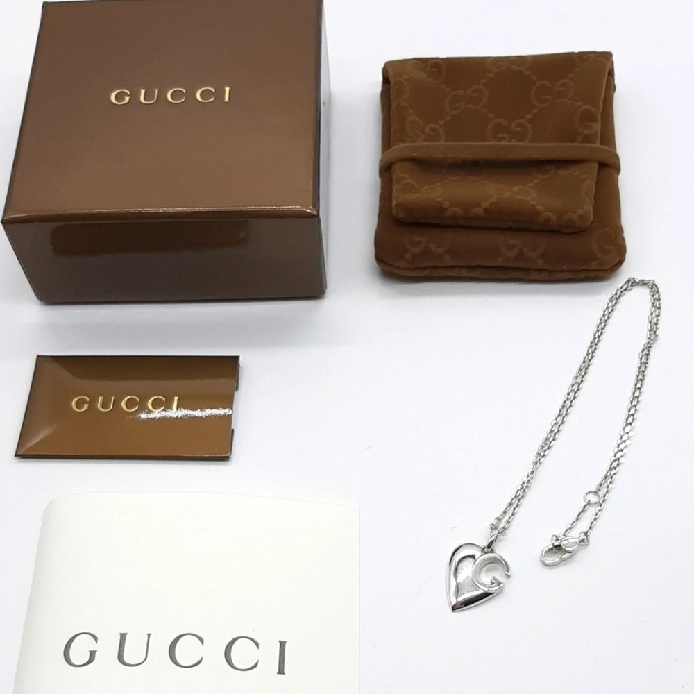GUCCI 925 Sterling Silver ❤️ Heart Necklace 16 inches - Picture 4 of 10